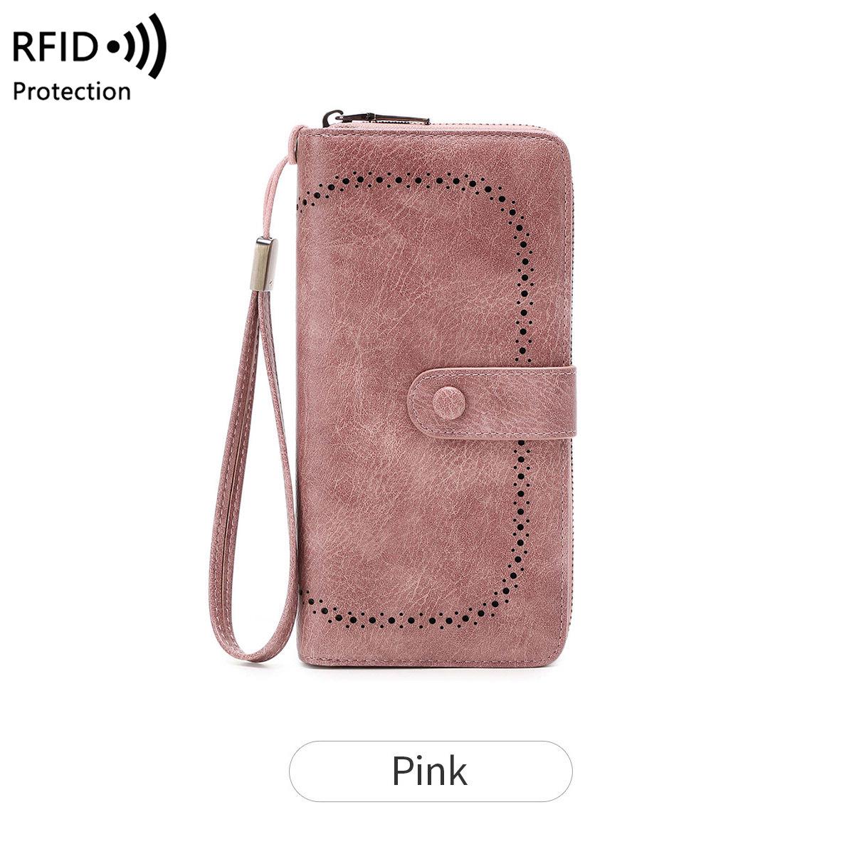 Европейский и американский RFID-кошелек-аккордеон для женщин с защитой от кражи ретро большой емкости полый дизайн 1678₽