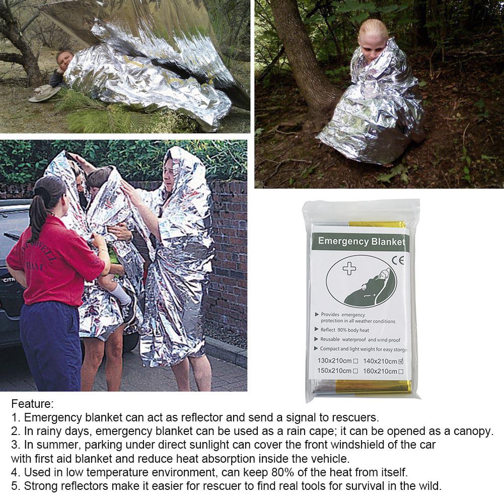 Foil Emergency Blanket Lightweight Waterproof Survival Blanket Insulation Lifesaving For Hiking Outdoor For Travel Hunting