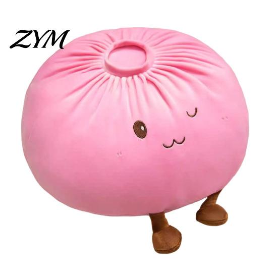 Comfortable Lumbar Support Pillow Cute Dumpling Plush Throw Pillow, Soft Stuffed Food Toy for Kids Adults, Decorative Bedroom Cartoon Bun Cushion Sofa