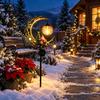 Winter Courtyard Christmas Decorations Solar Moon Light, Santa Snowman Crescent Garden Stake Warm Easy Install Ground Lights LED Glow, Festive Pathway