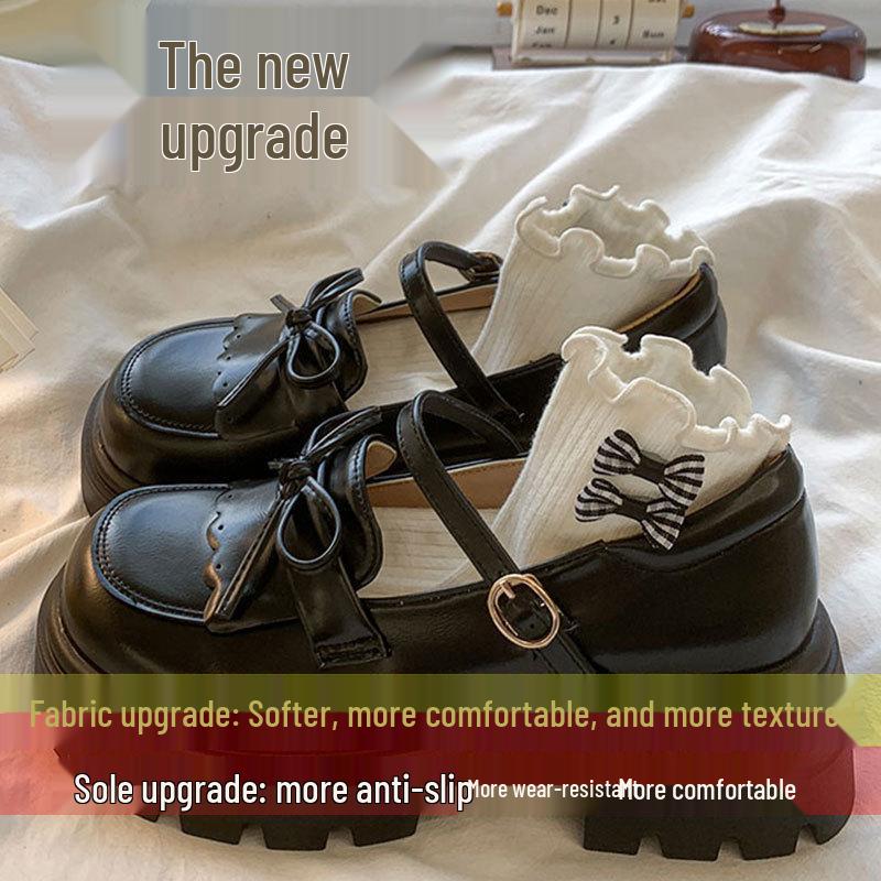 

Лоферы на массивном каблуке в стиле преппи: Женские кожаные туфли на толстой подошве, увеличивающие рост 2025 - Милый, универсальный весенне-осенний стиль. 35