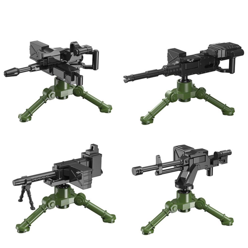 WW2 MOC-Military Building Blocks, Solider Figures, Weapons Machine Guns, Bricks Accessories, RPG Gatling, NSV Mortar, Halloween