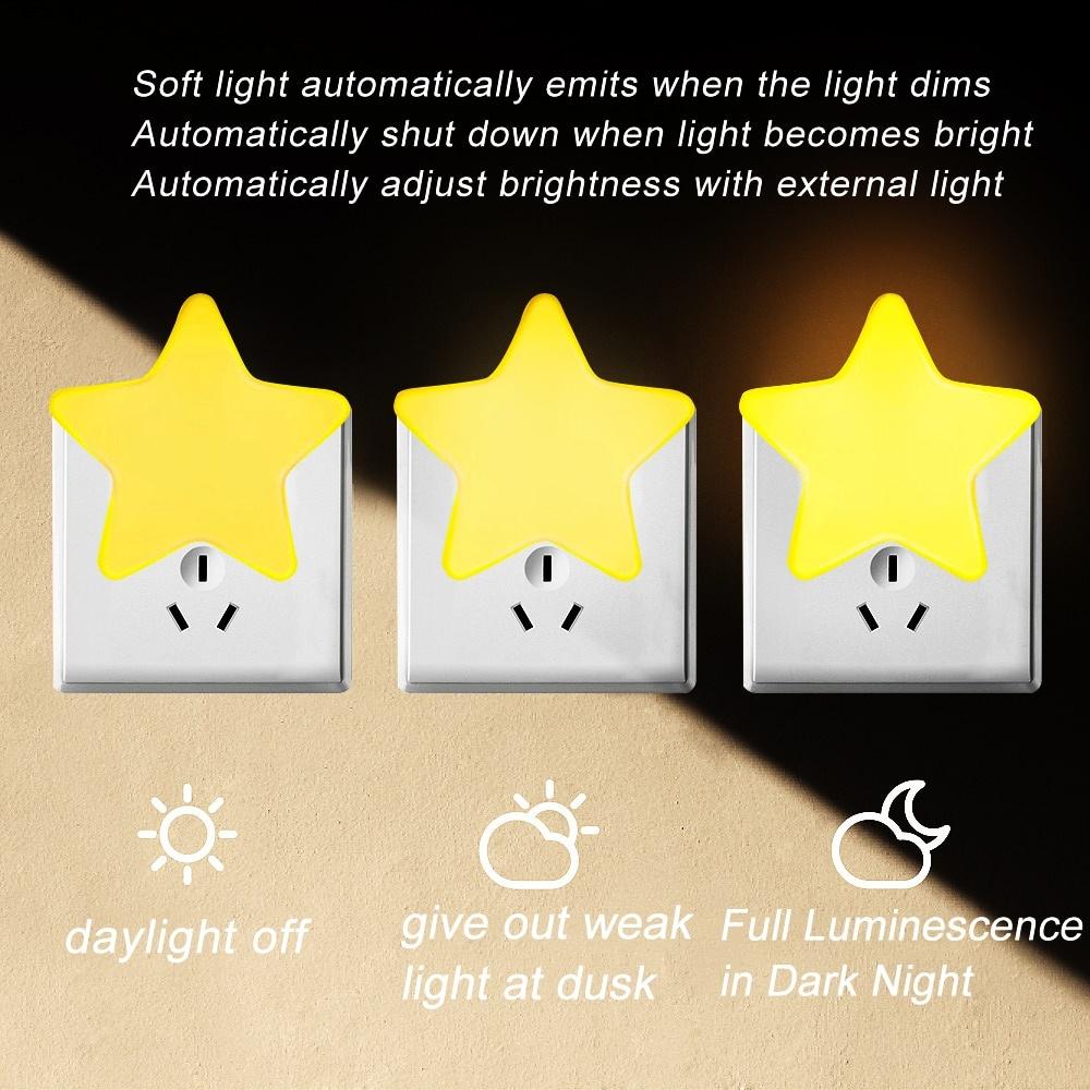 Lumină de noapte cu LED Mini Star Lumină de dormit pentru bebeluși Lămpi de noptieră Lumină de noapte cu control senzor cu LED