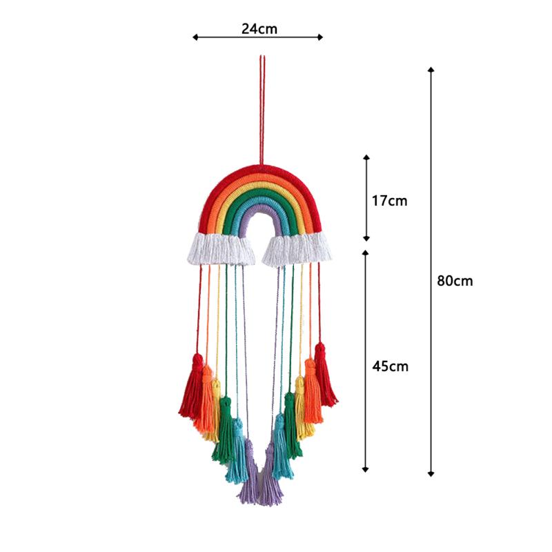 Rainbow-color Wall Hanging Decoration Children Hairpin Storage Hanging Tassel Pendant Organizing