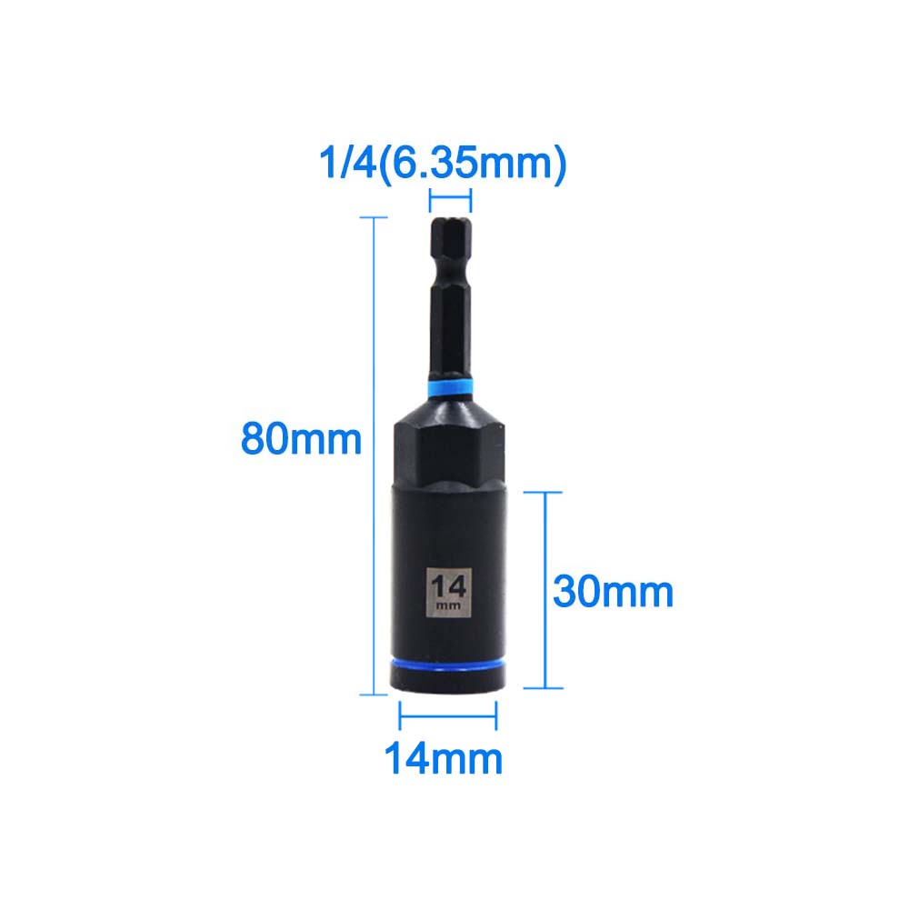 80mm Hex Socket Nut Driver Drill Bit Adapter 1/3/5pcs Socket Wrench Extension Sleeve 6/8/10/12/14mm Tools Socket Adapter