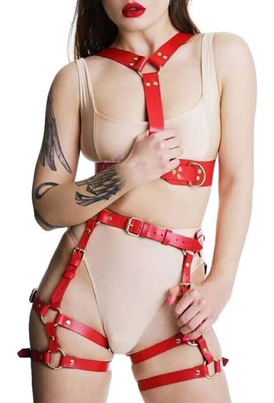 Deliah Red Full Body Harness - KinkHarness - Women's Harness