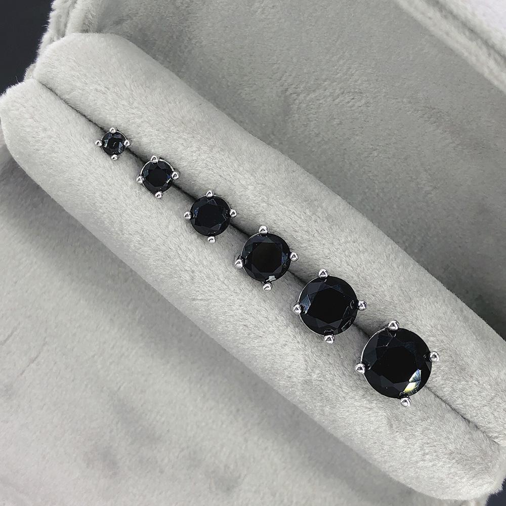 Black Crystal Stud Earrings for Men Classic Four Six Claws Women Cartilage Studs 3mm 8mm Zircon Piercing Ear Jewelry
