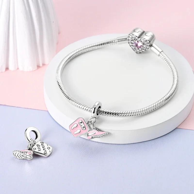Charms Copperpink Weighing Scale Sports Shoes Pendants Fit Charms Plataoriginal Bracelet Beads Women Jewellery Making
