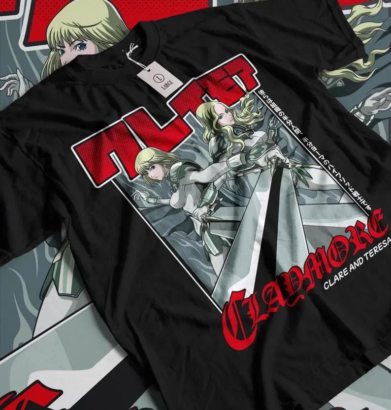 Anime Waifu Claymore Clare And Teresa Black TShirt Size S4XL S