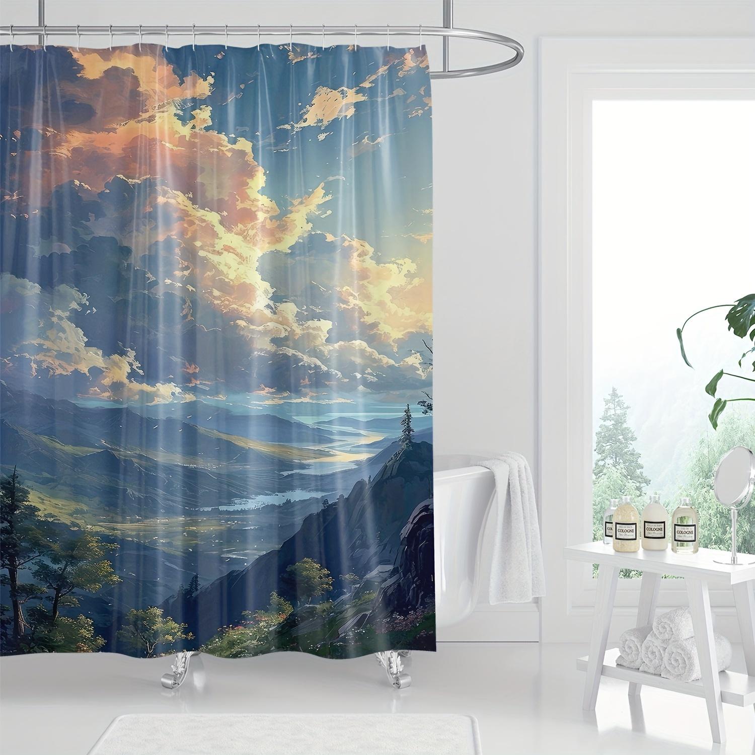 

Earth S Majestic Scenery Shower Curtain - Water-Resistant Polyester, Digital Print, Machine Washable, All-Season Art Theme W60H190(CM)-1 Pcs