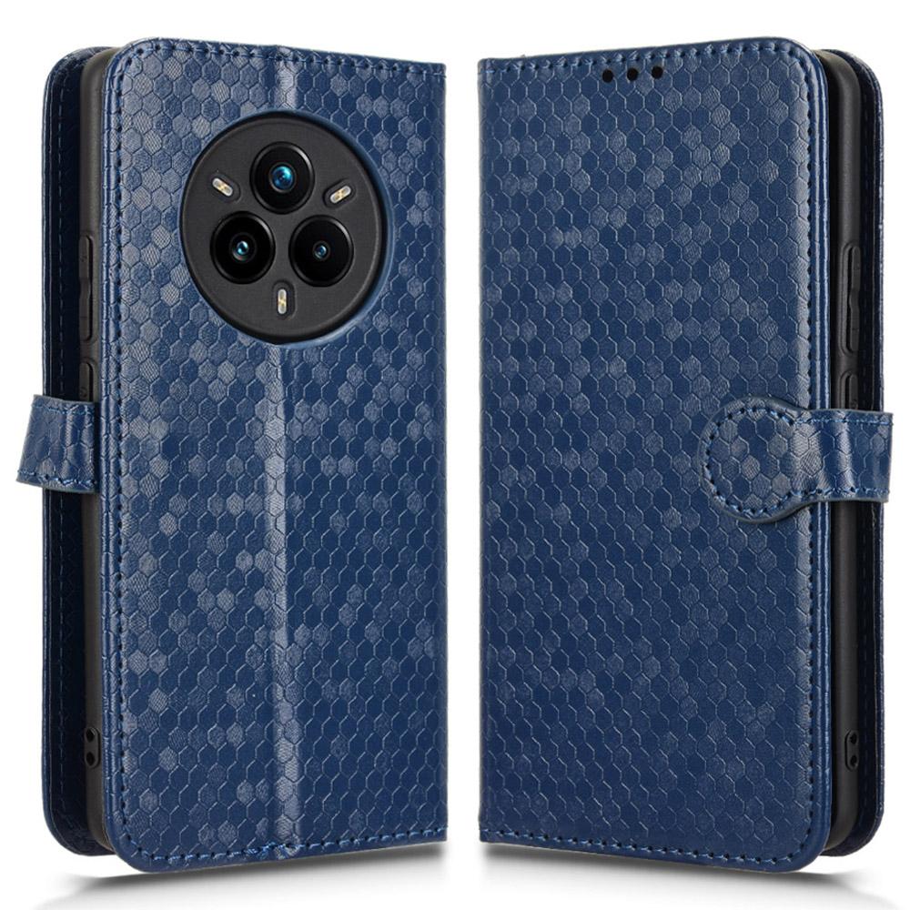 

For Realme 14 Pro+ 5G Wallet Case Dot Pattern Imprint PU Leather Phone Cover D