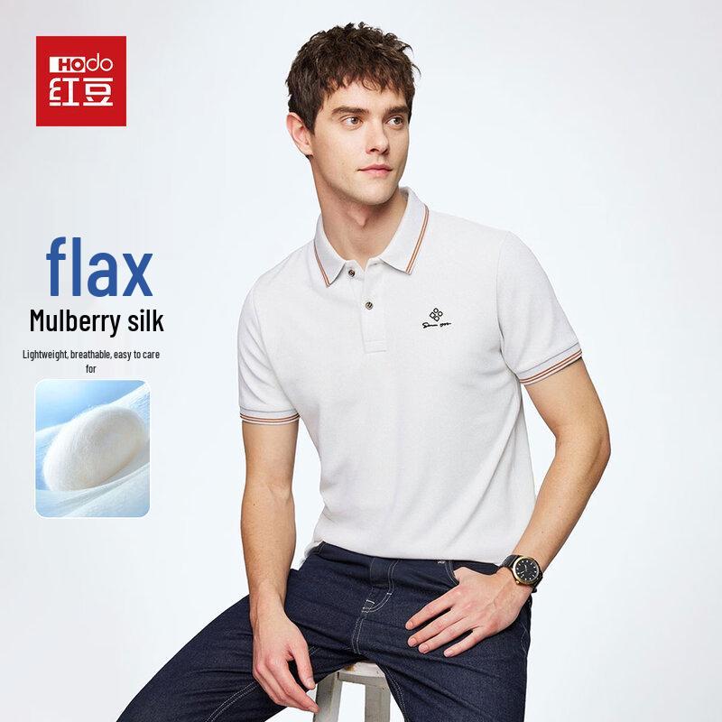 Hodo Men s Short Sleeve Polo Shirt with Linen & Mulberry Silk 185