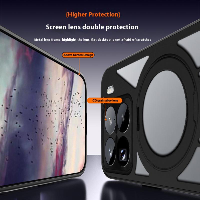 For Xiaomi 15 Pro Case Magnetic Kickstand Hollow Heat Dissipation Silicone+PC+Metal Bumper Phone Cover
