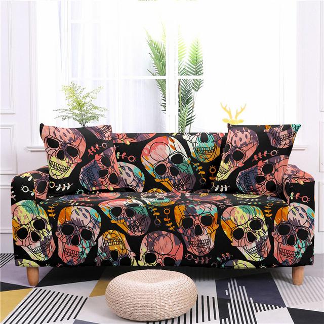 Эластичный чехол для дивана для гостиной диван с принтом черепа чехлы для шезлонгов секционный чехол для углового дивана L-образный чехол для дивана 1 seat 90-140cm 2980₽