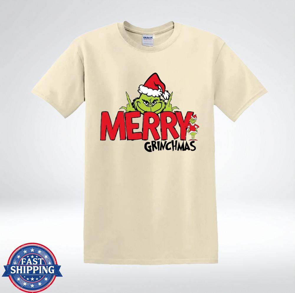 Весёлого Гринчмаса Ворчливый Зелёный Средний Палец Забавная Праздничная Футболка в Подарок 2XL