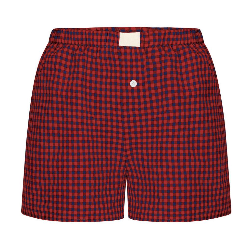 Women's Retro Plaid High-Waisted Wide-Leg Casual Shorts