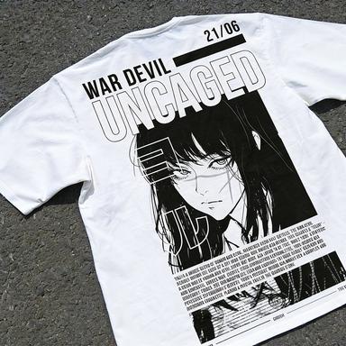 Motorová pila Unisex Asa Mitaka Yoru Tričko Válečný Démon Oboustranné Těžké Anime Maska Unisex a Dámské Tričko