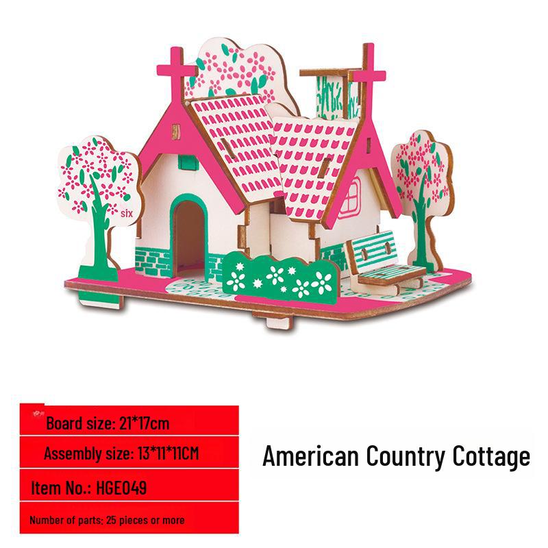 3D Holzpuzzle Hausmodell: Lernspielzeug für das frühe Lernen von Kindern