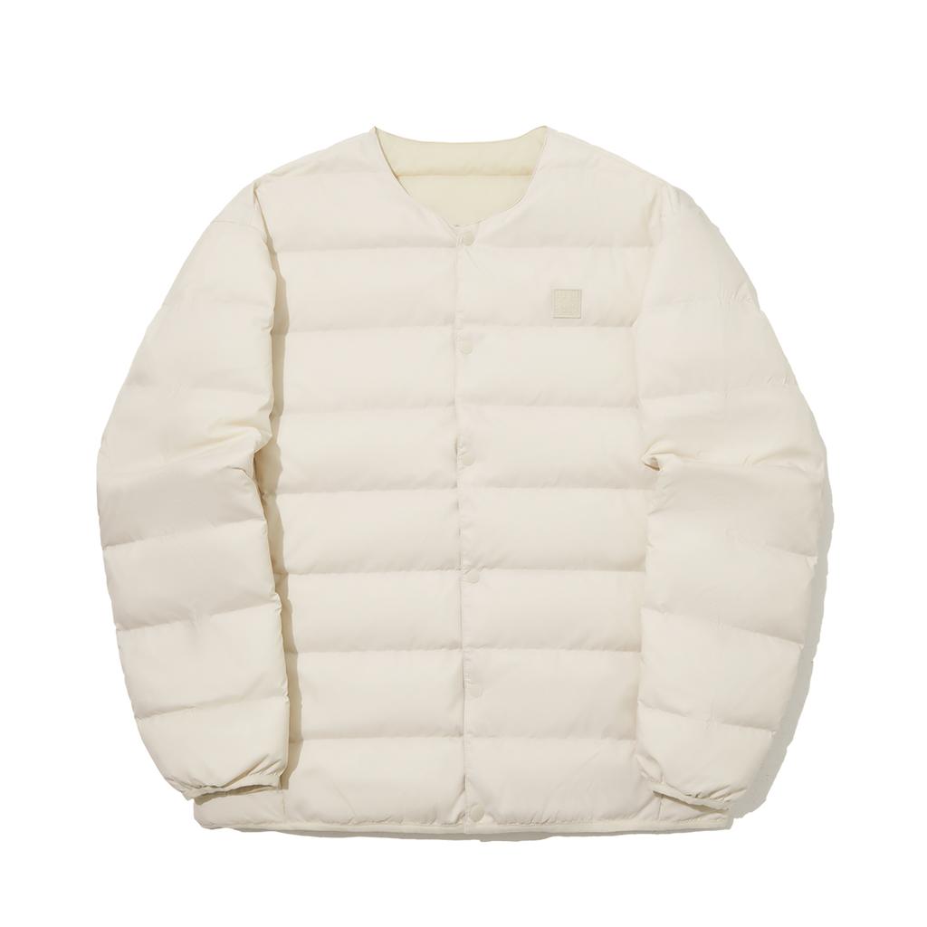 Li Ning Vital Series Solid Color Loose Short V-Neck Long Sleeve Down Jacket Unisex Outerwear Pearl-White AYMU323-2