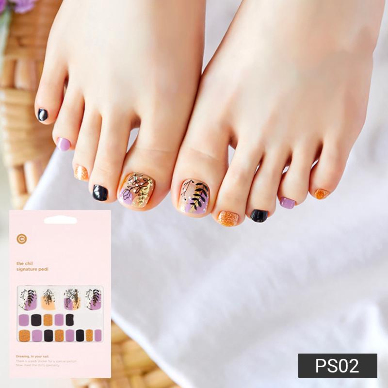 Tropical Escape Pediküre Nagelsticker - 37 selbstklebende Spitzen, tropische Frucht- und Meeresmotive, schnelle 5-Minuten-Pediküre