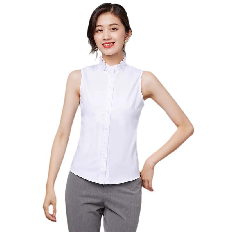 Women's Versatile Cotton Ruffle Stand Collar Dickey - Sleeveless Base Shirt Tank Top
