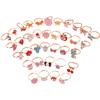 Adjustable Flower Animal Ring 36 Pcs Kawaii Cartoon Children Rings Gift for Kids