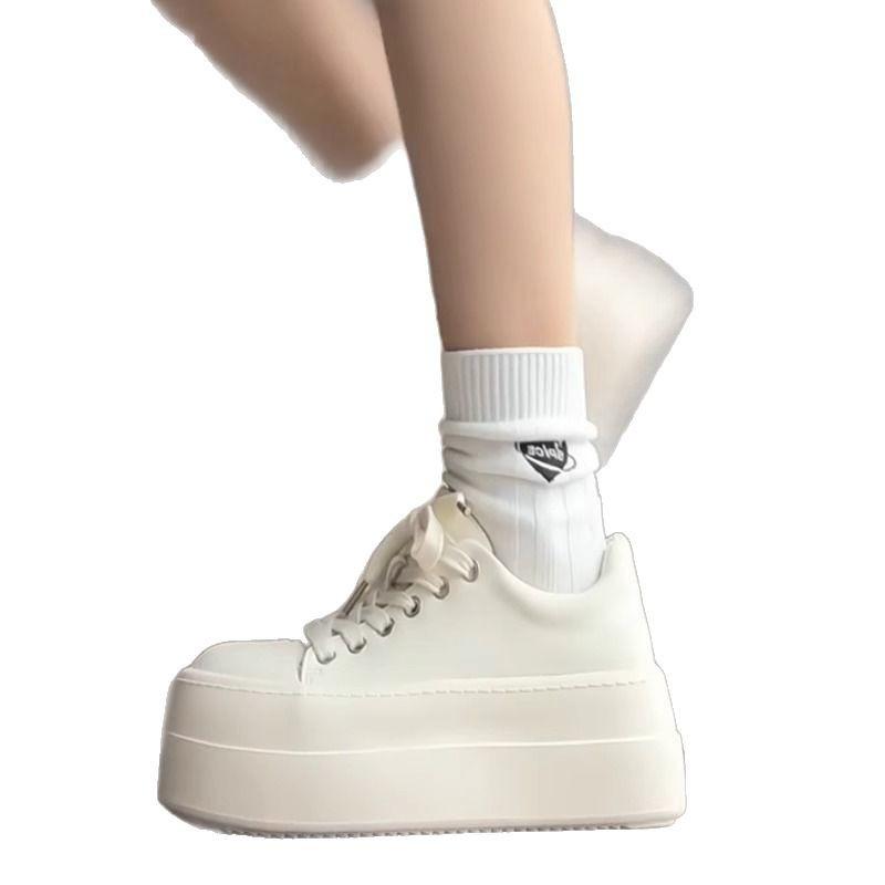 Sports little white shoes women's spring new thick-soled ugly cute big head bread shoes small height increase casual board shoes