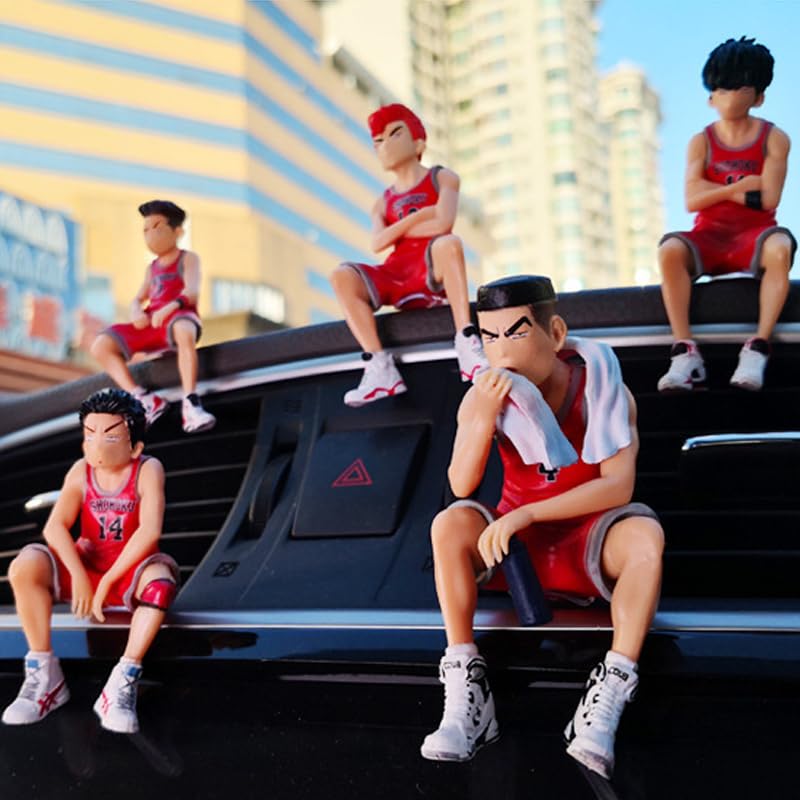 KRGNPLE Toy Model Hanamichi Kaede Ryota Hisashi Takenori Mitsuyoshi Coach Car Cartoon Figure License Plate Trumpet Parking Set Coach Total of 6