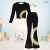 Girls Star Printed Round Neck Long Sleeve Top And Flared Pants Two Piece Outfit