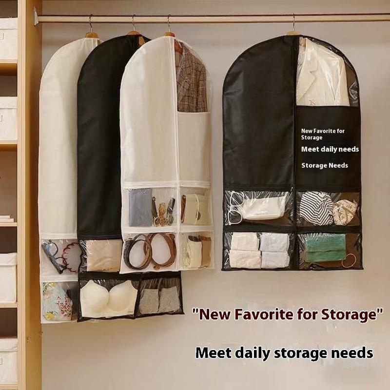 2025 Home Wardrobe Garment Covers - Adjustable Hanging Dust-Proof Bags For Suits Coats Transparent Non-Woven Storage Organizer