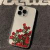 Art red rose for iphone16promax mobile phone case transparent apple 15 anti-drop 14pro Japan and Korea 13x