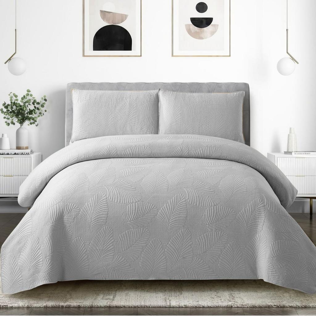 CHAUSUB Queen Size Quilt Set 220x240cm Ultrasonic Quilted Bedspread & Coverlet Summer Lightweight Comforter Blanket for Bed