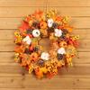 Hong Yu Thanksgiving Cotton Maple Leaf Wreath with Pine Cone Ornaments for Wall Hanging