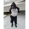 Новый Proto Ind Худи на молнии с принтом по американскому футболу Ретро Уличный Повседневный Свободный Мода Хип-Хоп Спортивный Мужской Верх