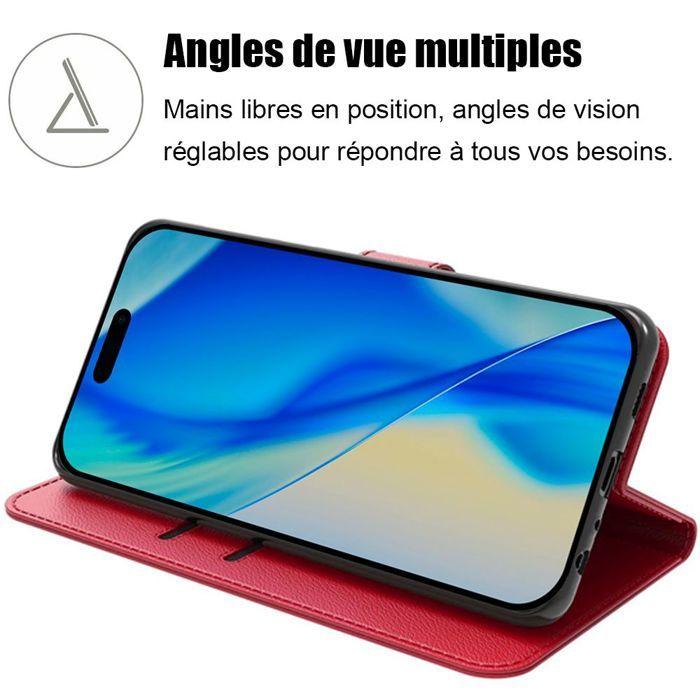 Coque pour iPhone 17 Pro Max - BOOLING - Protection Antichoc Synthécuir Rouge - 2 Verres Trempés