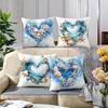 4Pcs Marine Life Theme Pattern Single-Sided Printing Short Plush Suitable Living Rooms Bedrooms Sofas (Excluding Pillow Cores)