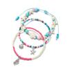 Bohemian Style Three-Layer Beaded Anklet, Vacation Ankle Chain with Turtle, Starfish and Conch Marine Elements