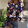 Women's And Winter Slim T-shirt Fashion Casual Printing Round Neck Pullover Long Sleeve Top