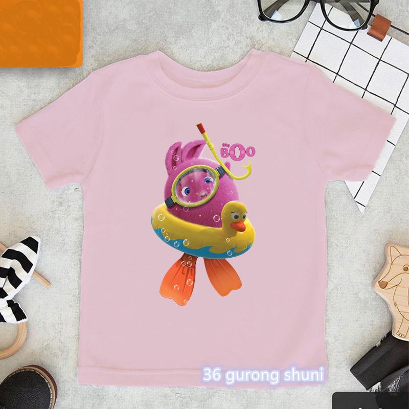 Kawaii Girls TShirts Cartoon Sunny Bunnies Graphic Print Baby Girls Clothes Fashion Aesthetic Children Tshirts Pink Shirt Tops