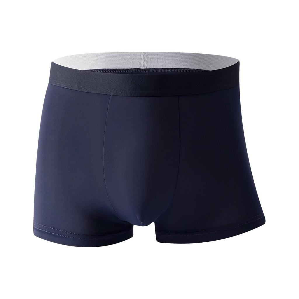 Men's Summer Breathable Ice Silk Boxer Briefs - Thin, Skin-Friendly, Solid Color, Mid-Waist.