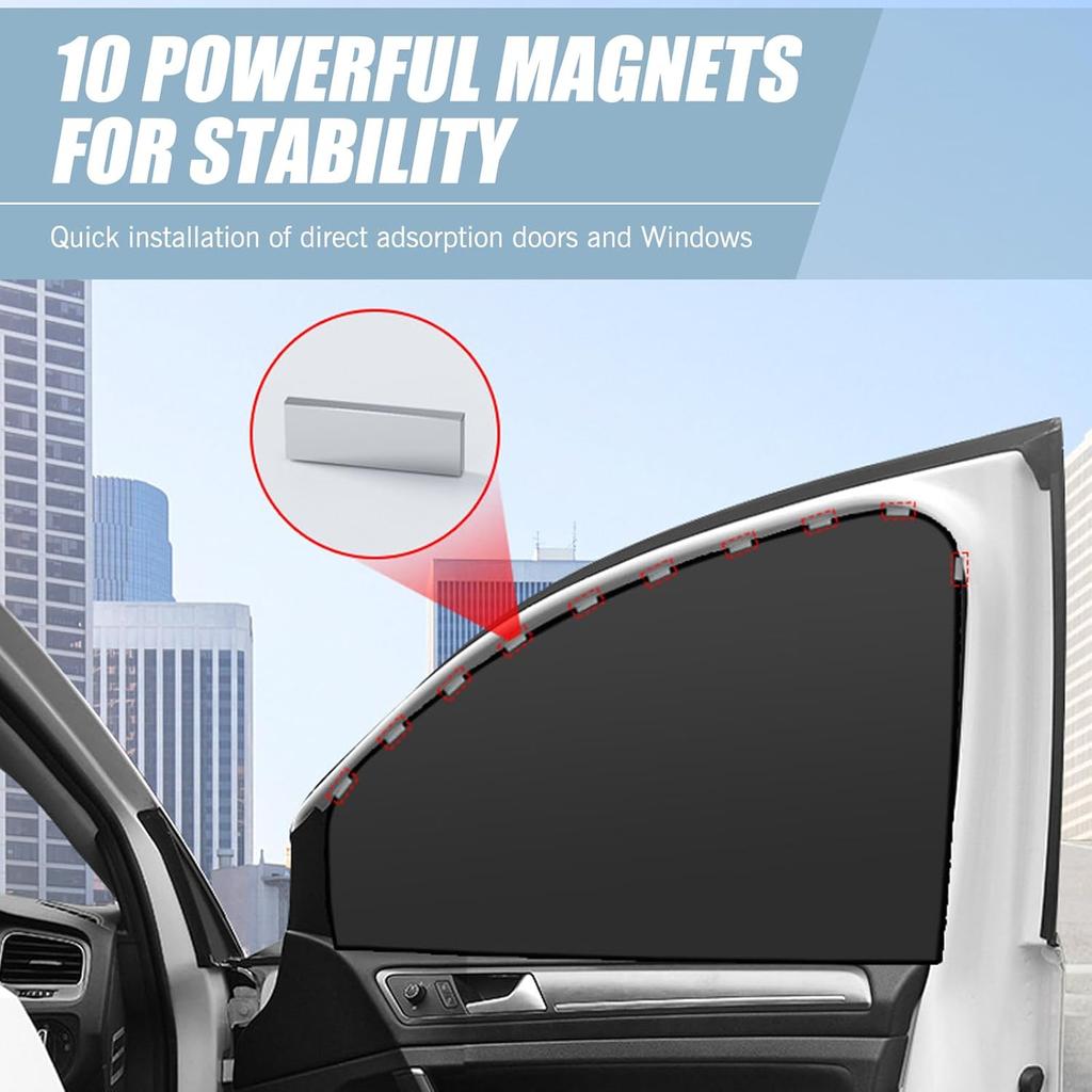 4 PCS Car Side Window Sun Shade Replacement, 3M X 48CM X 62CM Front Side Window Protectors, 80CM X 48CM Vehicle Rear Window Curtain, Universal