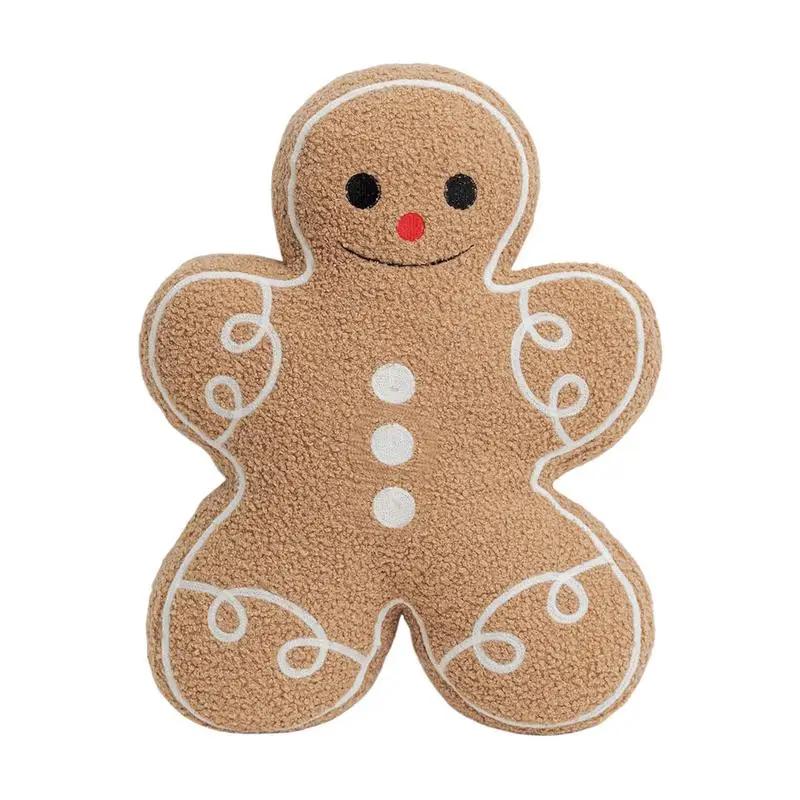 

43 см Рождественская пряничная плюшевая подушка, кукла-бисквитный человечек Рождественская плюшевая подушка, пряничный человечек, домашний декор, подарок коричневый