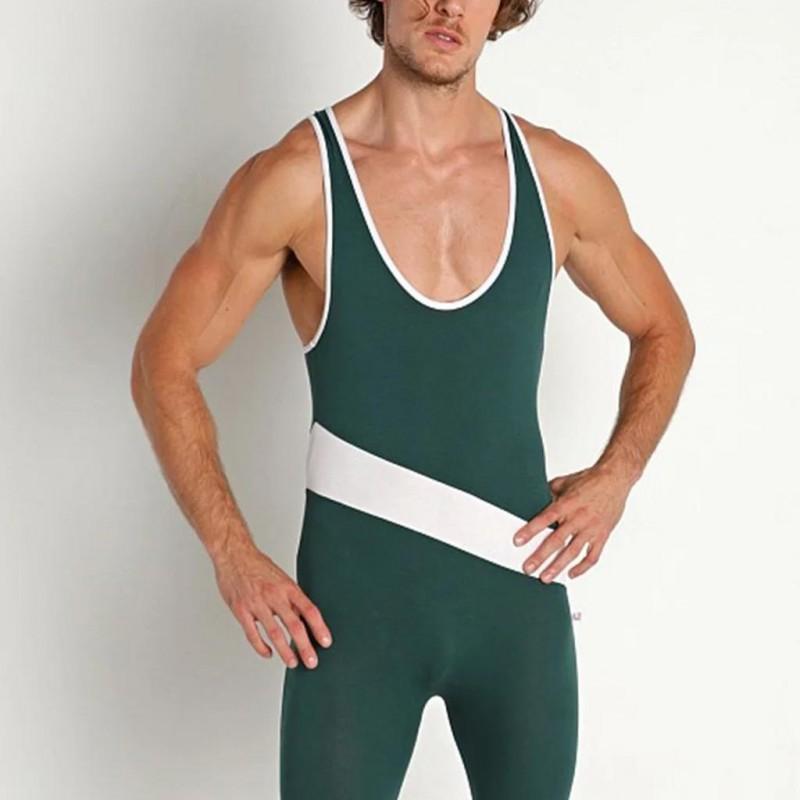 New Style Men's American Wrestling One-piece Suit Sleeveless Weightlifting Clothing Boxing Leather Coat Tights Running Ratio
