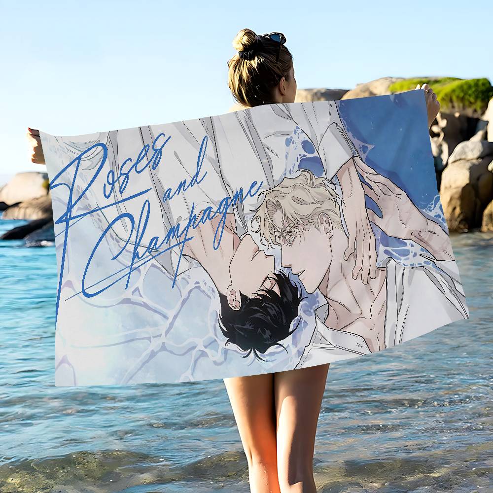 Roses And Champagne Anime Big Microfiber Beach Towels Quick Dry Towel Sand Beach Towels Pool Towel For Travel Swim Pool Yoga