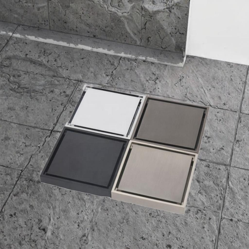 Modernes Neues Hotel Badezimmer Versteckte SUS304 Edelstahl 4 Zoll Quadratischer Duschrost Geruchshemmender Bodenablauf Fliesen-Einsatz