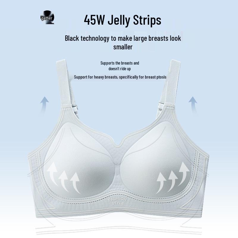 Red Seamless Push-Up Underwear for Women with Large Breasts - Comfortable Jelly Fixed Cup, Year of the Dog 2026 Edition