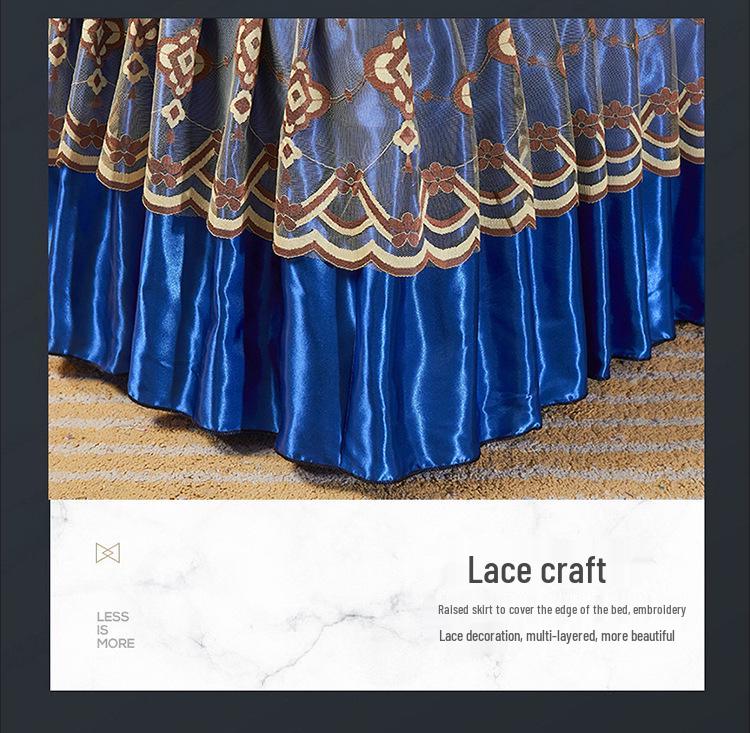Ice Silk Bed Skirt 3-Piece Set: Machine Washable, Soft, Double Bed, Summer