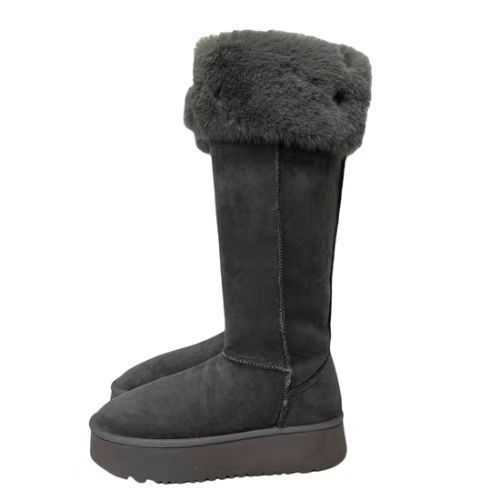 Maillard Big Hair Two Knee Snow Boots 2025 Winter Suede Round Head Northeast Thickened Fur Warm Snow Cotton
