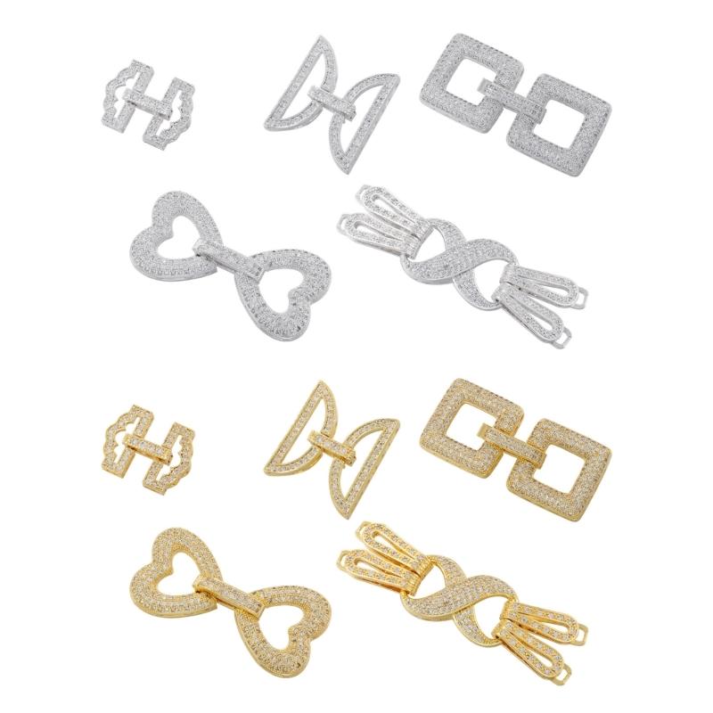 Gold Plated Copper Zirconia DIY Clasp Set Creative Jewelry Crafting Clasps with Zircon for Bracelet & Necklace DIY