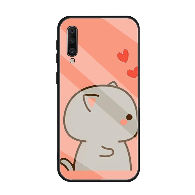 

Чехол из закаленного стекла с изображением кота в стиле чиби для Samsung Galaxy A10S A10E A20S A20E A30S A40 A50S A60 A70 A80 A90 A6 A7 A8, чехол A8 Plus 2018